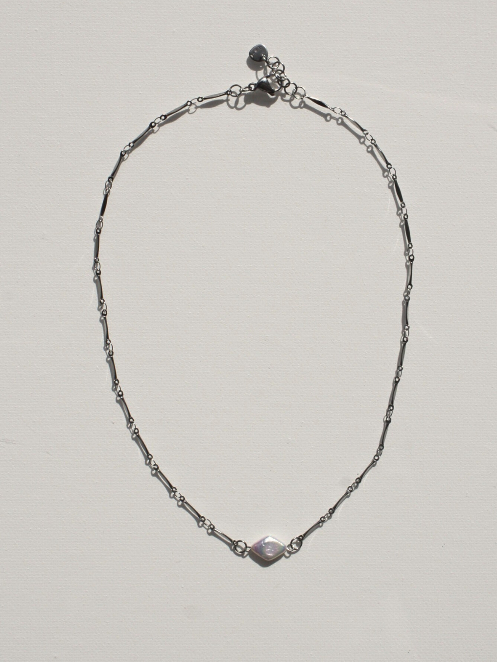 Rhombus Pearl Necklace Silver