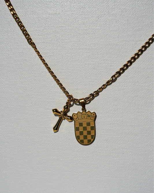 Grb + Cross Necklace Gold - PREORDER