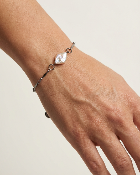 Rhombus Pearl Bracelet Silver