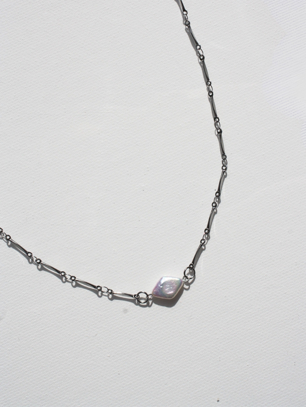 Rhombus Pearl Necklace Silver